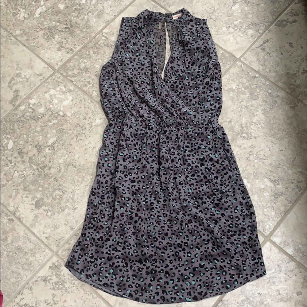 Color-pop leopard silk dress